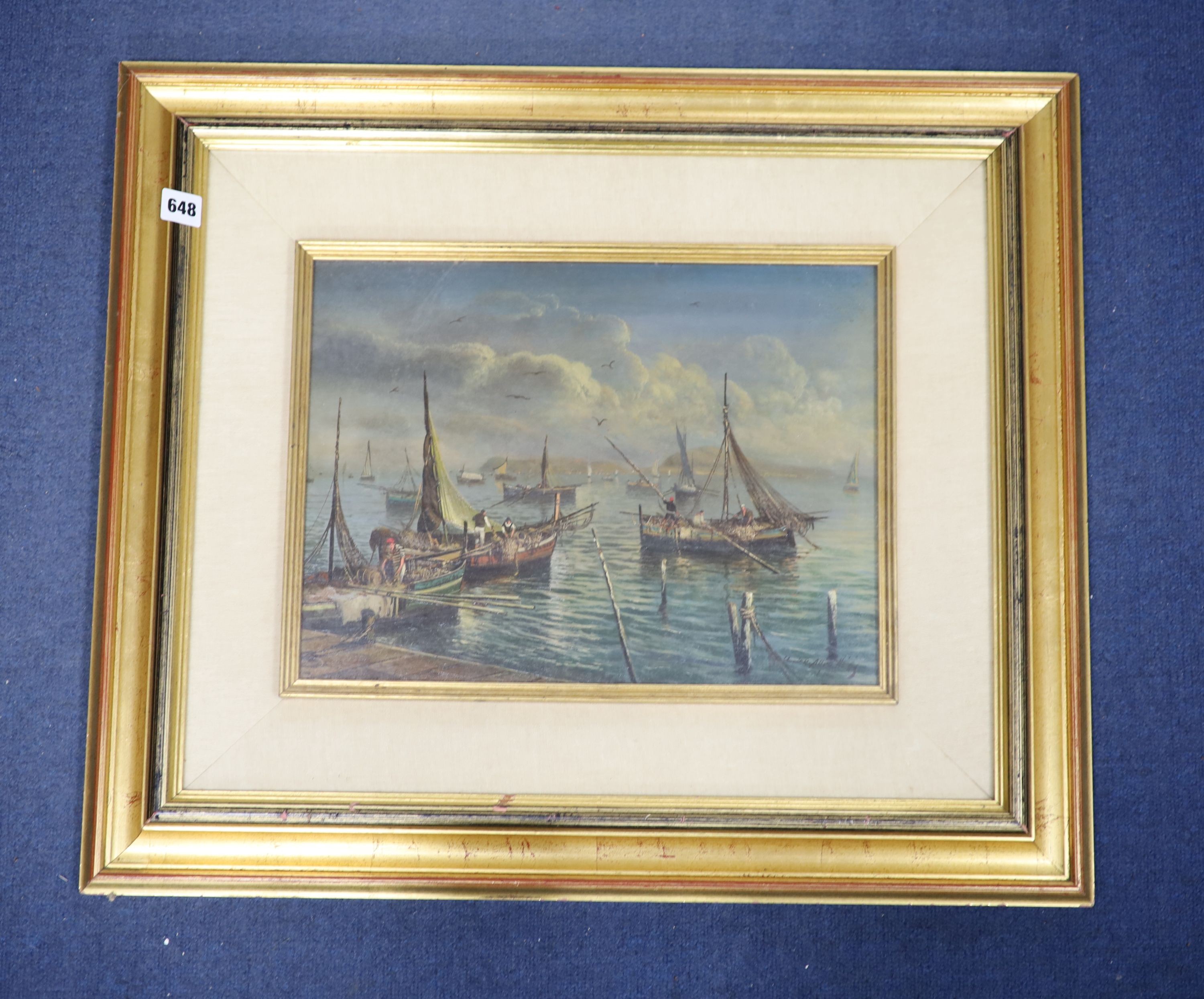 Mario Rosio Allysetti, oil on board, Neapolitan harbour scene, signed, 30 x 40cm.